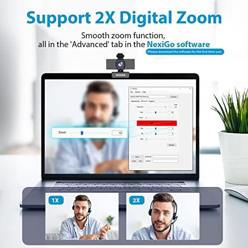 NexiGo N60 1080P Webcam with Microphone, Adjustable FOV, Zoom, Software Control & Privacy Cover, USB HD Computer Web Camera, Plug and Play, for Zoom/Skype/Teams, Conferencing and Video Calling - Image 2